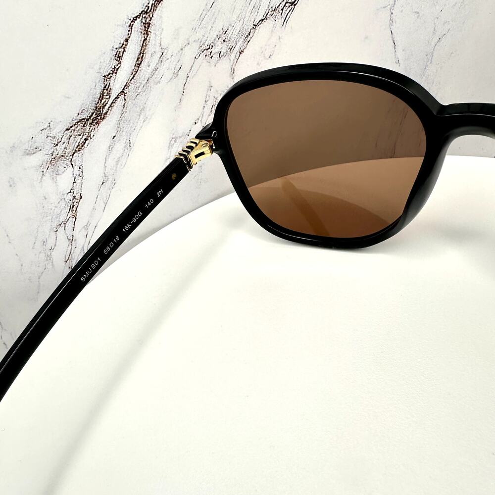 New MIU MIU Sunglasses MU B01S 16K90Q Black Brown Lens Oversized Pillow Square - Picture 11 of 16